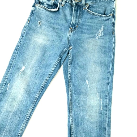 Zara Woman Distressed Cropped Blue Jeans / SIZE 2 - Picture 2 of 5